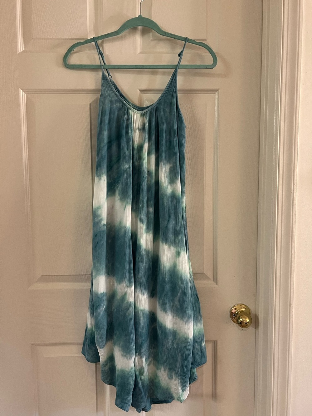 Knox Rose Blue/Green Tie Dye Midi Dress | Sleeveless Swing Dress | Size Small
